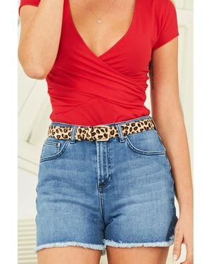 Sosandar Leopard Pony Waist Belt With Square Buckle - Blue