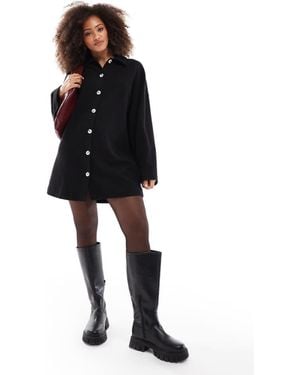 ASOS Supersoft Collared Button Down Cardigan Mini Dress - Black