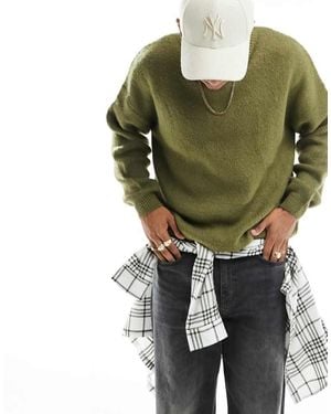 ASOS Oversized Knitted Brushed Crew Neck Jumper - Green