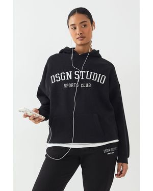 DSGN Studio Applique Oversized Hoodie - Black