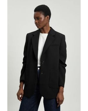 Karen Millen Compact Stretch Ruched Sleeve Detail Single Breasted Blazer - Black