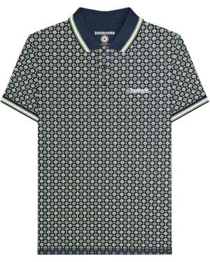 Lambretta Geometric Polo Shirt /Basil) Cotton - Blue