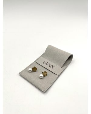 SVNX Clover Earrings With Pearl - Grey