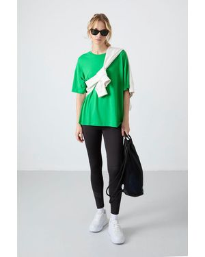 TOMMY LIFE Oversized Cotton-Modal Crew Neck T-Shirt - Green