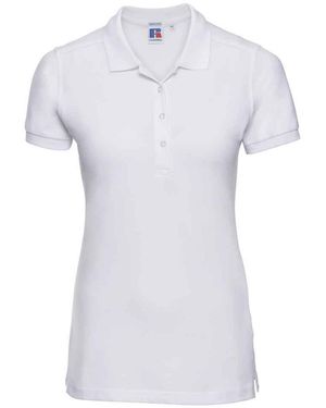 Russell Ladies Pique Stretch Polo Shirt - White