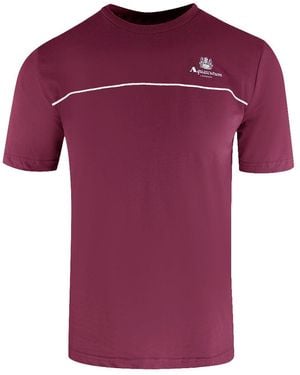 Aquascutum Active Piping Design Burgundy T-Shirt - Purple