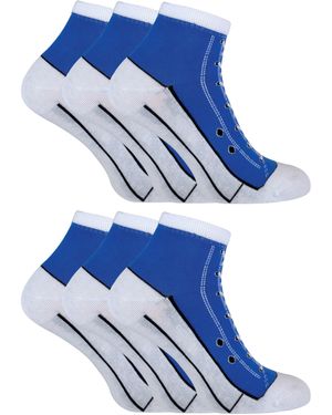 Sock Snob 6 Pair Multipack Socks That Look Like Shoes - Blue