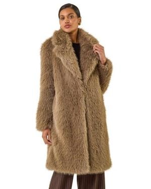 Roman Premium Faux Fur Coat - Brown