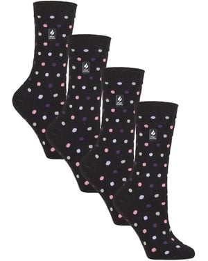 Heat Holders 4 Pairs Ladies Ultralite Lightweight Thermal Socks - Black