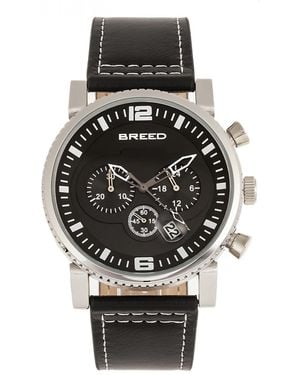 Breed Ryker Chronograph Leather-Band Watch W/Date - Black