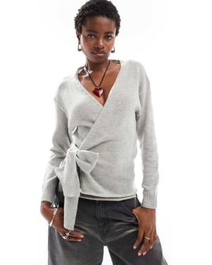Glamorous Wrap Front Jumper - Grey