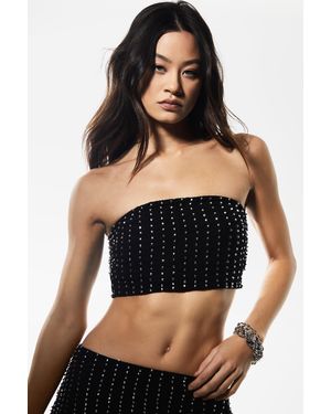 Nasty Gal Stud Hand Beaded Bandeau Top - Black