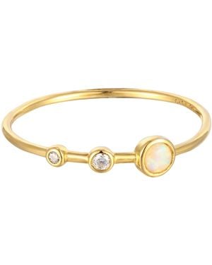 SEOL + GOLD 18Ct Plated Opal & Cz Ring - Metallic