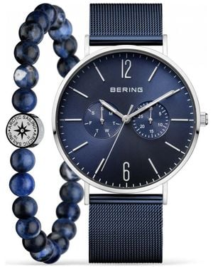 Bering Time 14240-303-Gwp2 Classic Watch And Bracelet Gift Set - Blue