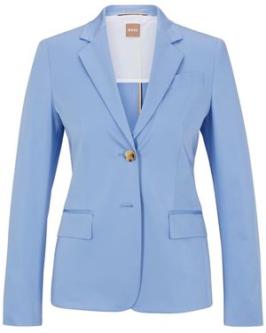 BOSS Solid Patterned Lapel Collared Blazer - Blue