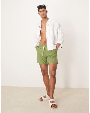 Abercrombie & Fitch 7 Inch Drawstring Swimming Trunks - Natural