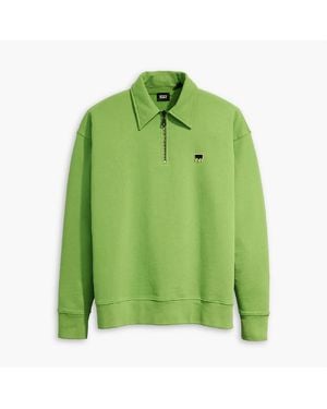 Levi's Levi's Lacoste Lettering Embroidered Collared Neck Long Sleeve Sweatshirt - Green