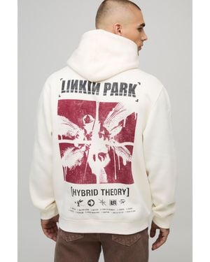 BoohooMAN Relaxed Linkin Park License Printed Hoodie Cotton - Grey