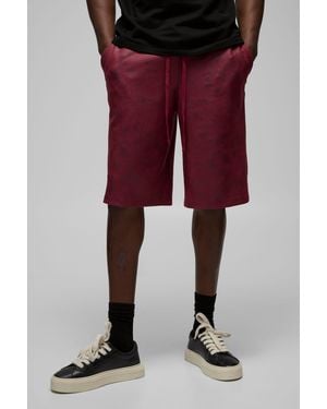 BoohooMAN Antique Suedette Elasticated Waist Jorts - Red