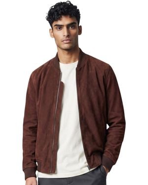 Infinity Leather Goat Suede Ma-1 Bomber Jacket-Antalya - Brown