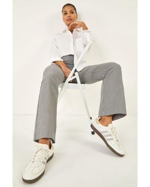 Roman Dogtooth Stretch Wide Leg Trouser - Natural