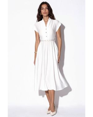 Busem Textured Belted Maxi Dress - White