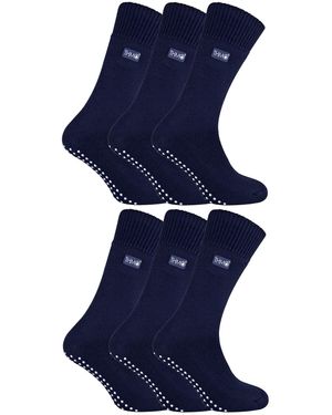 THMO 6 Pairs Thermal Indoor Slipper Socks With Grips - Blue