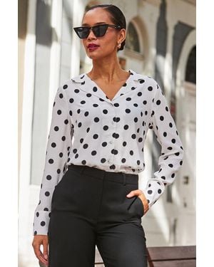 Sosandar Ivory & Spot Print Shirt - White