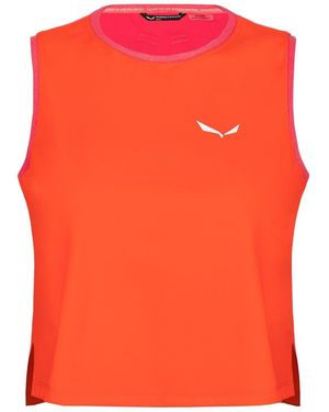 Salewa Dry Hyb Crew Neck Cropped Tank - Orange