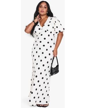 Boohoo Plus Polka Dot Maxi Dress - White