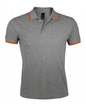 Sol's Pasadena Tipped Short Sleeve Pique Polo Shirt Marl/ - Grey