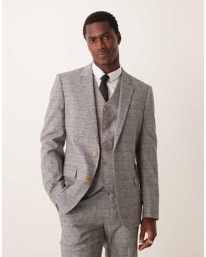 ASOS New Skinny With Linen Suit Jacket - Grey