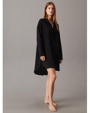 Calvin Klein Woven Viscose Nightshirt - Black