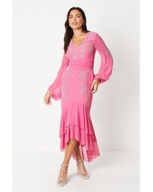 Coast Floral Hand Embellished Maxi Dress - Pink