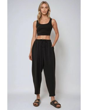 Hiccup Elastic Waist Comfort Fit Trousers - Black