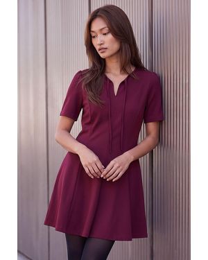 Roman Bow Detail Short Dress - Purple