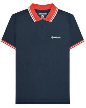 Lambretta Contrast Tipped Polo Shirt Cotton - Blue