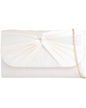 SVNX Ruched Satin Clutch - White