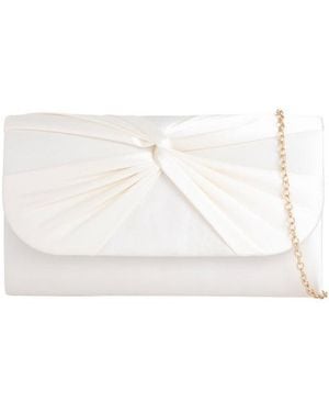 SVNX Ruched Satin Clutch - White