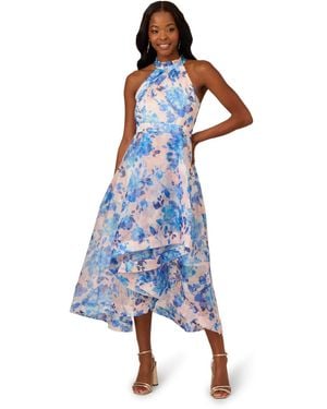Adrianna Papell Floral Organza Ankle Dress - Blue