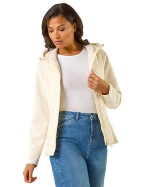 Roman Contrast Hooded Padded Jacket - Blue