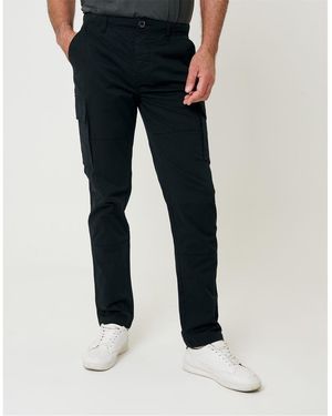 Saltwell Solid Patterned Straight Cargo Trousers - Blue