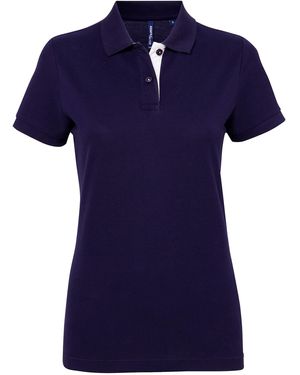 Asquith & Fox Ladies Short Sleeve Contrast Polo Shirt - Blue