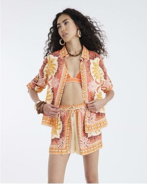 River Island Long Sleeve Graphic Print Shirt Viscose - Pink