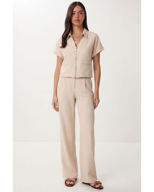 Happiness İstanbul Vest And Wide-Leg Trouser Coord - Natural
