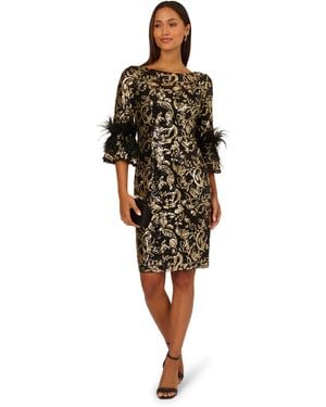 Adrianna Papell Sequin Emb Midi Dress - Black