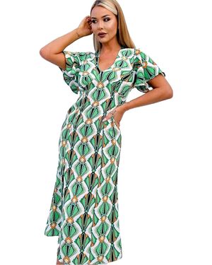 AX Paris Midi Jurk Met Geometrisch Knoopdetail (Veelkleurig) - Groen