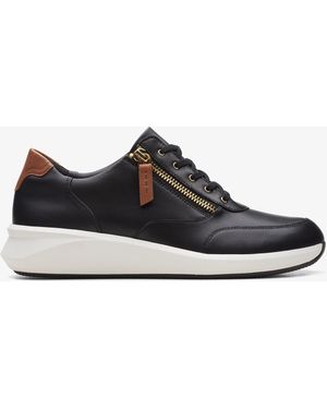 Clarks Un Rio Zip Leather Trainers - Black