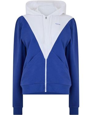 Head Flurry Colour Block Hooded Ribbed Cuff Sweat Jacket - Blue