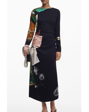 Desigual Patchwork Midi-jurk - Blauw